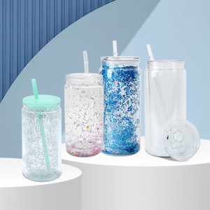 16oz雪球杯20oz New Arrival Plastic Tumbler with Straw INS Style Bowknot Mason Snowball Cup for Girls, Shatter-Resistant Design