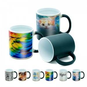 哑光变色杯11oz Matte Hot Water Color Changing Mug Sublimation Blank Ceramic Magic Mug with Inner Color