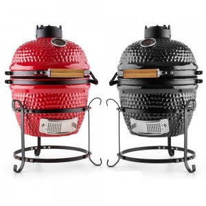 13 Inch color Egg Portable Smoker Ceramic Kamado Charcoal Grill with Steel Square Bracket for Outdoor Barbecue & Cooking