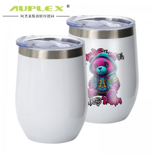 Sublimation blank tumbler 12oz 不锈钢鸡蛋杯双层真空保温红酒杯跨境热升华白杯定制