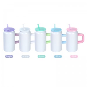 16oz Powder Coated Stainless Steel Metal Can Cup with Handle 16oz带手把