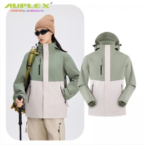 男女同款 3 in 1 Outdoor Jacket,拼色防风防雨徒步冲锋衣