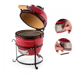 13 Inch color Egg Portable Smoker Ceramic Kamado Charcoal Grill with Steel Square Bracket for Outdoor Barbecue & Cooking