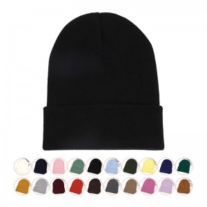 秋冬保暖帽子光面针织帽男女防风腈纶冷帽加厚护耳毛线帽Autumn Winter Warm Hat with Windproof Thickened Ear Protection Skull Cap