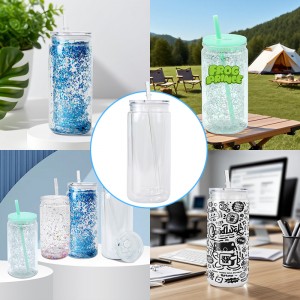 16oz雪球杯20oz New Arrival Plastic Tumbler with Straw INS Style Bowknot Mason Snowball Cup for Girls, Shatter-Resistant Design