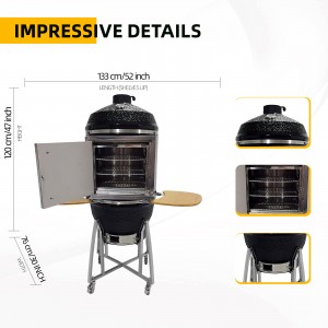 Factory Custom Kamado Ceramic Grill 13-26 Inch Outdoor Charcoal BBQ Smoker Pizza Oven With Side Table
