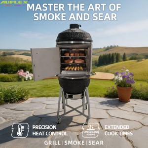 Factory Custom Kamado Ceramic Grill 13-26 Inch Outdoor Charcoal BBQ Smoker Pizza Oven With Side Table