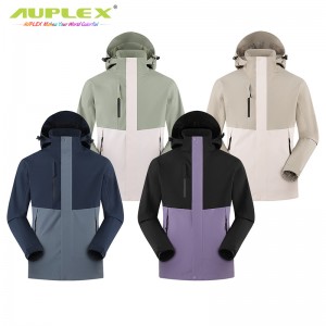 男女同款 3 in 1 Outdoor Jacket,拼色防风防雨徒步冲锋衣