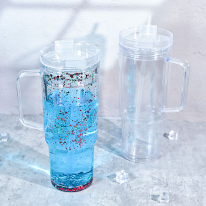 40oz Sublimation Snow Globe Tumbler Glass Can 20oz Double Wall Pre Drilled Snow Globe Beer Glasses 40oz雪球杯塑料杯