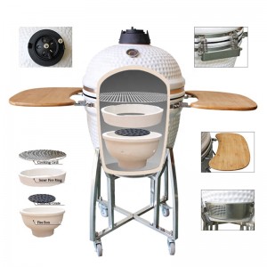 Outdoor Garden 21 Inch Kamado Ceramic BBQ Grill Large Size Shape the Ultimate Choice for Barbecue Enthusiasts 美式烧烤炉