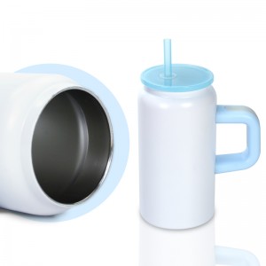 16oz Powder Coated Stainless Steel Metal Can Cup with Handle 16oz带手把