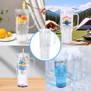 40oz Sublimation Snow Globe Tumbler Glass Can 20oz Double Wall Pre Drilled Snow Globe Beer Glasses 40oz雪球杯塑料杯