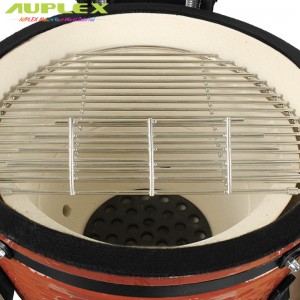 18 寸藤编纹 Kamado Grill 户外陶瓷烧烤炉 商用家用木炭烟熏 BBQ 烤炉