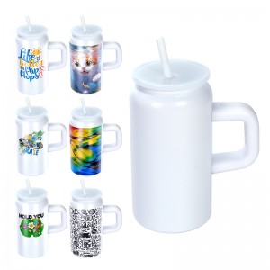 16oz Powder Coated Stainless Steel Metal Can Cup with Handle 16oz带手把