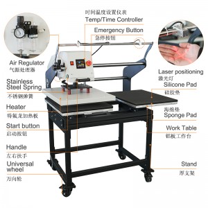 气动双工位Transferpresse 40×50 Dual Station Heatpress Pneumatic Automatic Open Sublimation Heat Press for T-shirt 40*60cm