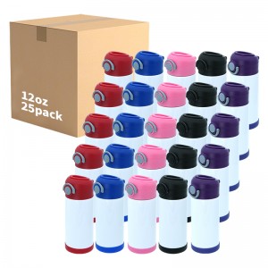 儿童水壶Sublimation Blank 12oz Stainless Steel Insulated Kids Tumblers Straight Thermos Straw Water Bottles for Children升华运动水杯