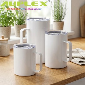 Sublimation blank mug 12oz 带手柄热升华空白马克杯 304 不锈钢双层保温杯跨境定制水杯logo