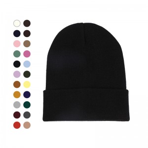 秋冬保暖帽子光面针织帽男女防风腈纶冷帽加厚护耳毛线帽Autumn Winter Warm Hat with Windproof Thickened Ear Protection Skull Cap