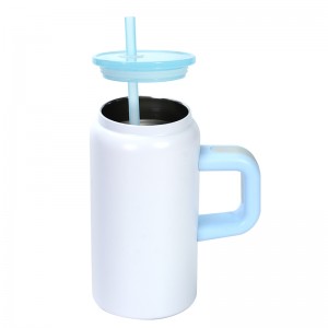 16oz Powder Coated Stainless Steel Metal Can Cup with Handle 16oz带手把