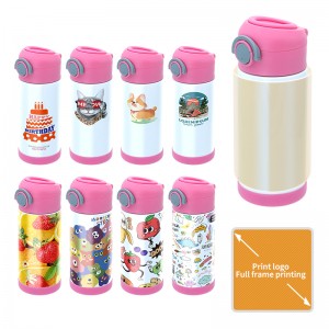 儿童水壶Sublimation Blank 12oz Stainless Steel Insulated Kids Tumblers Straight Thermos Straw Water Bottles for Children升华运动水杯