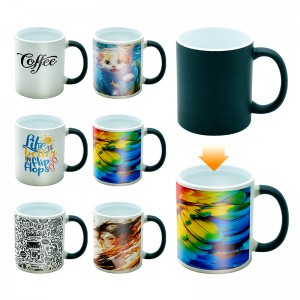 哑光变色杯11oz Matte Hot Water Color Changing Mug Sublimation Blank Ceramic Magic Mug with Inner Color